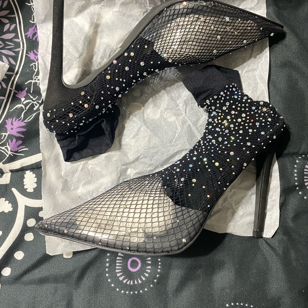 Fashion Nova Rhinestone Fishnet Heel